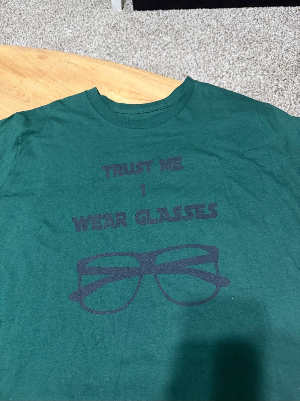 Hanes Green Graphic Tee with 'Trust Me I Wear Glasses' Print
